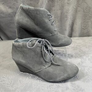 Vionic Becca Gray Wedge Ankle Boots Lace Up Suede US 9.5 EU 41.5